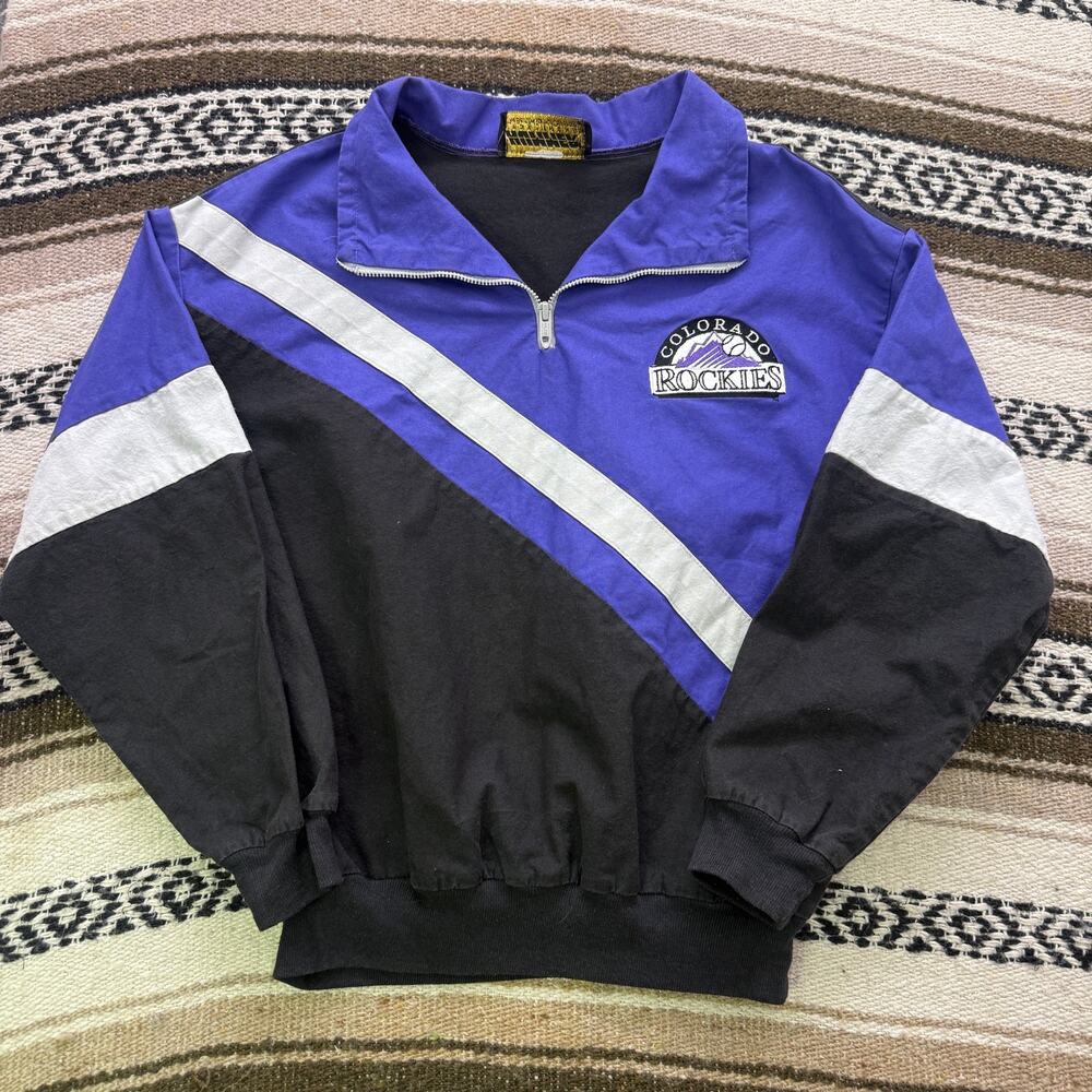 Youth Kids Vintage 90's Colorado Rockies Pullover 1/4 Zip Windbreaker Jacket S